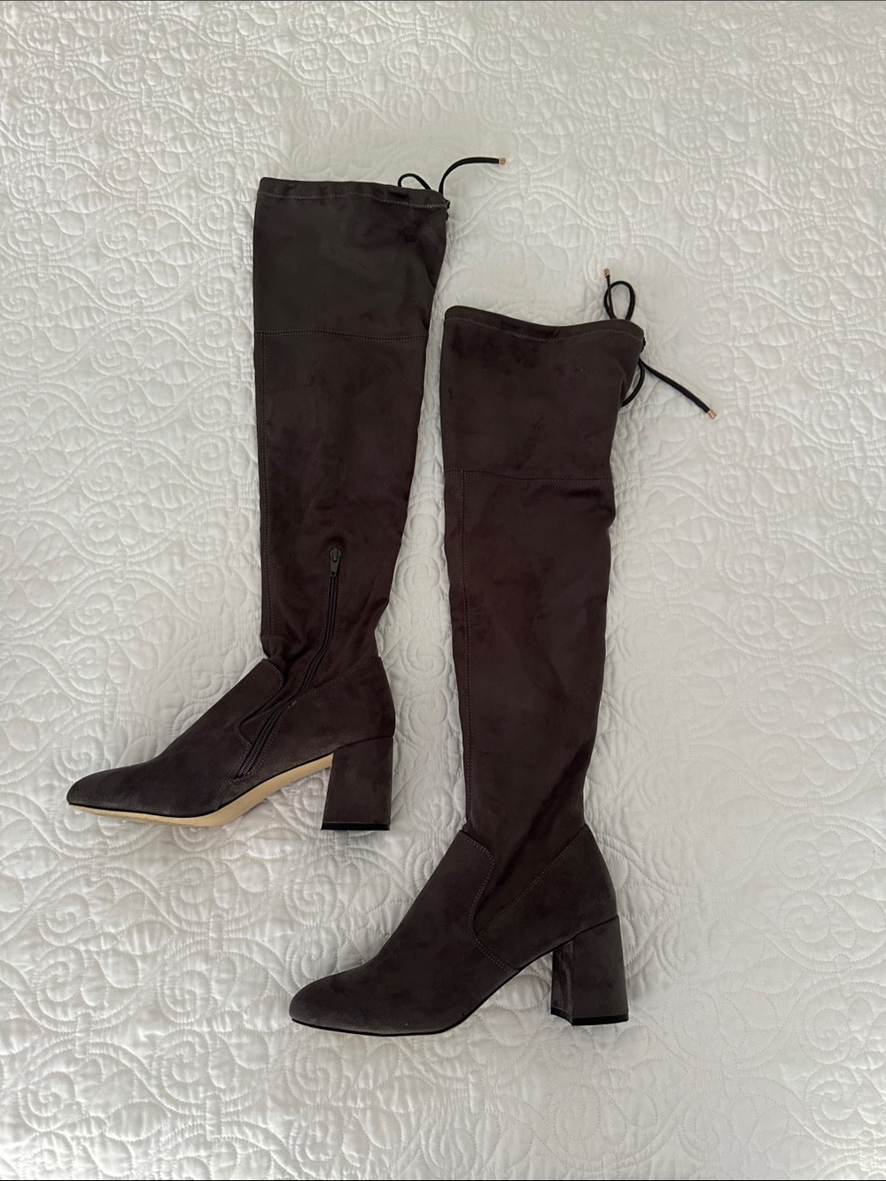 Steve Madden Gray Suede Over-the-Knee Block Heel Boots